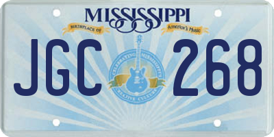 MS license plate JGC268