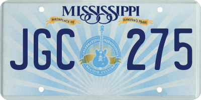MS license plate JGC275