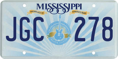 MS license plate JGC278