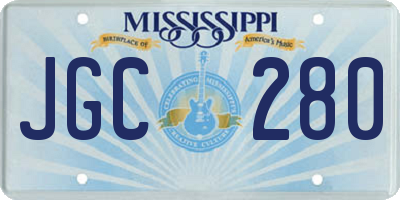 MS license plate JGC280