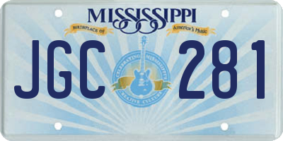 MS license plate JGC281