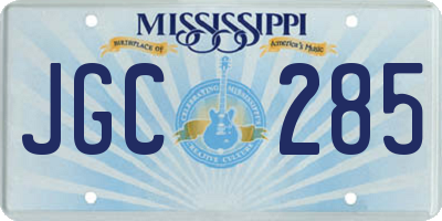 MS license plate JGC285