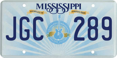 MS license plate JGC289