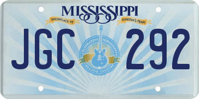 MS license plate JGC292