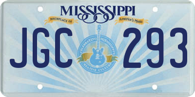 MS license plate JGC293