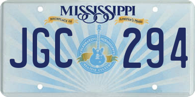 MS license plate JGC294