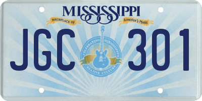 MS license plate JGC301