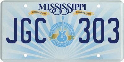 MS license plate JGC303