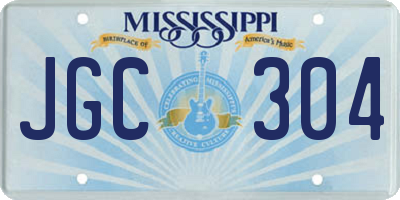 MS license plate JGC304