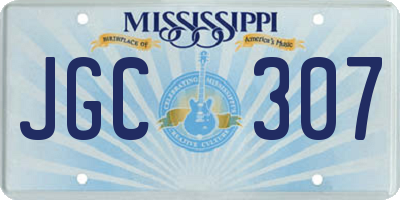 MS license plate JGC307
