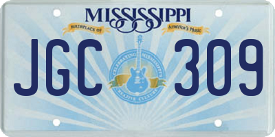 MS license plate JGC309
