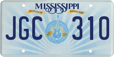 MS license plate JGC310