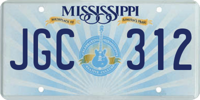 MS license plate JGC312
