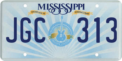 MS license plate JGC313