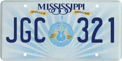 MS license plate JGC321