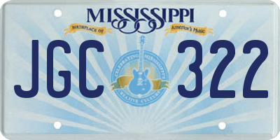 MS license plate JGC322
