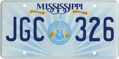 MS license plate JGC326