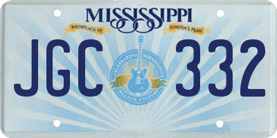 MS license plate JGC332