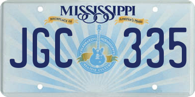 MS license plate JGC335