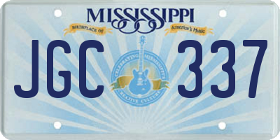 MS license plate JGC337