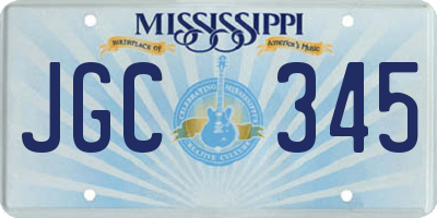 MS license plate JGC345