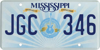 MS license plate JGC346
