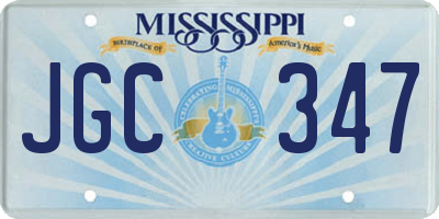 MS license plate JGC347