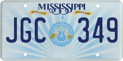 MS license plate JGC349