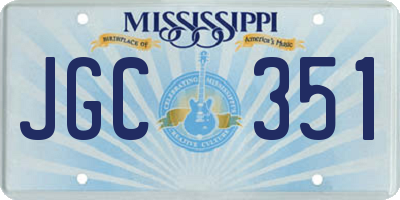 MS license plate JGC351