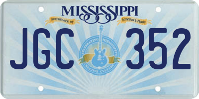 MS license plate JGC352