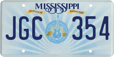 MS license plate JGC354