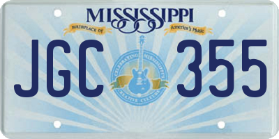 MS license plate JGC355