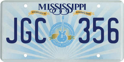 MS license plate JGC356