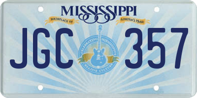 MS license plate JGC357