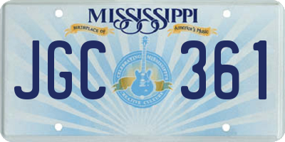 MS license plate JGC361