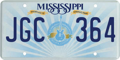 MS license plate JGC364