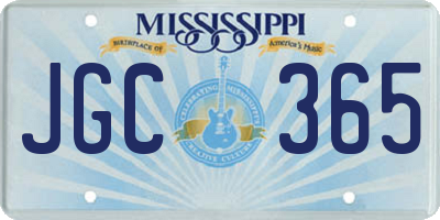 MS license plate JGC365