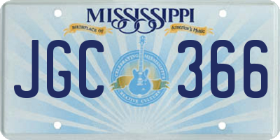 MS license plate JGC366