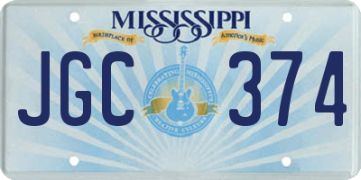 MS license plate JGC374