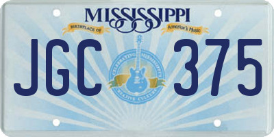 MS license plate JGC375