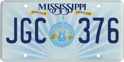 MS license plate JGC376