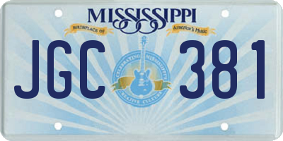 MS license plate JGC381