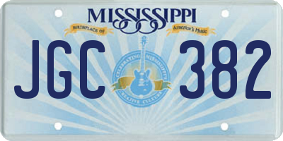 MS license plate JGC382