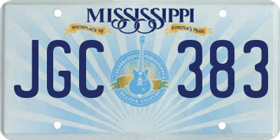MS license plate JGC383