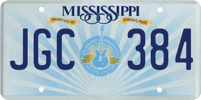 MS license plate JGC384