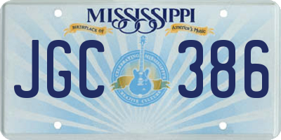 MS license plate JGC386