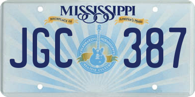 MS license plate JGC387