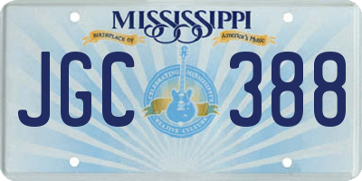 MS license plate JGC388