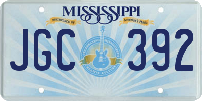 MS license plate JGC392