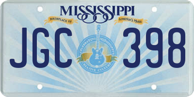 MS license plate JGC398